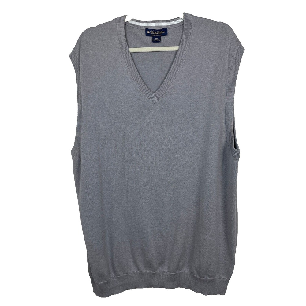 Brooks Brothers‎ Sweater Vest Mens XXL Supima Cotton Gray V Neck Classic Preppy